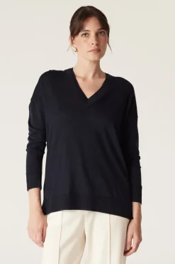 The Saxon Fine Merino Jumper - Midnight Navy