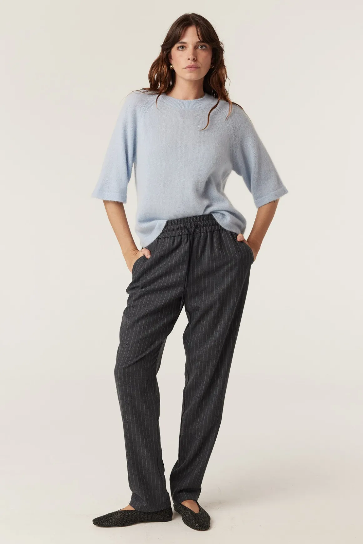 Vincent Wool Pant - Grey Pinstripe