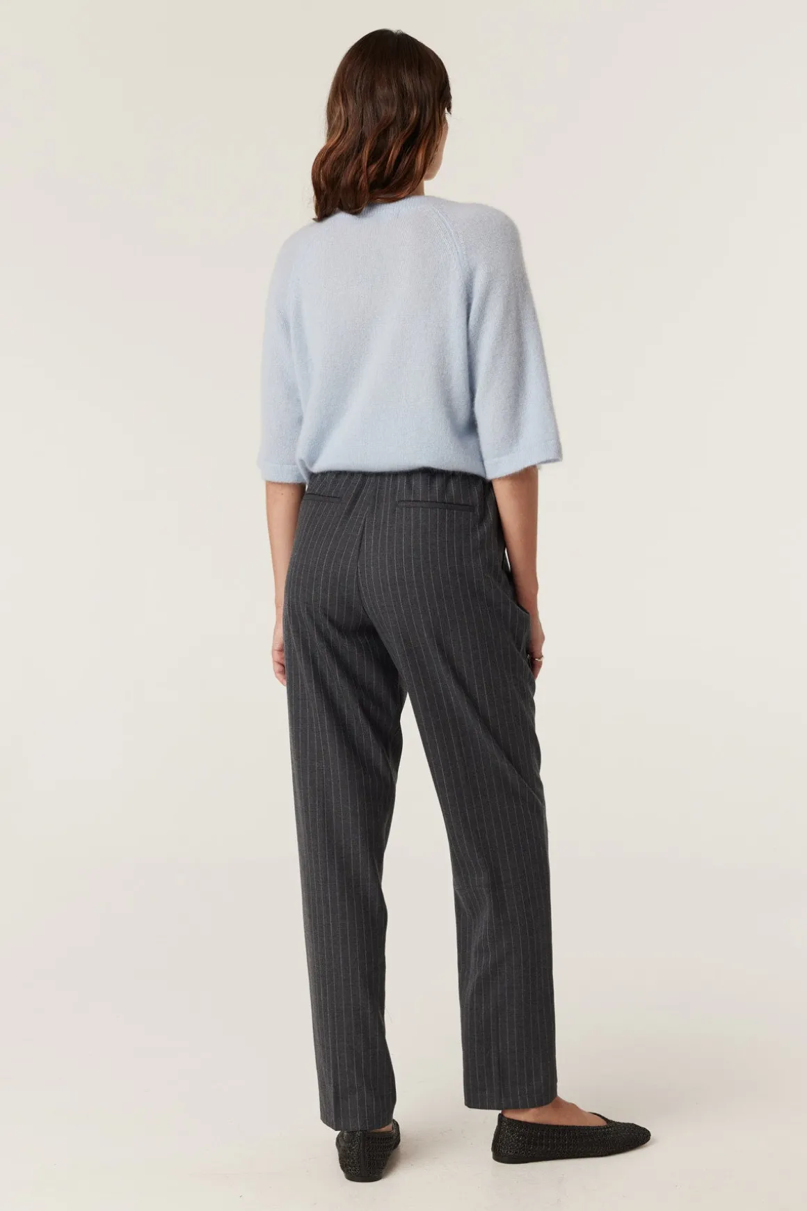 Vincent Wool Pant - Grey Pinstripe