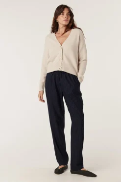 Vincent Wool Pant - Navy Pinstripe