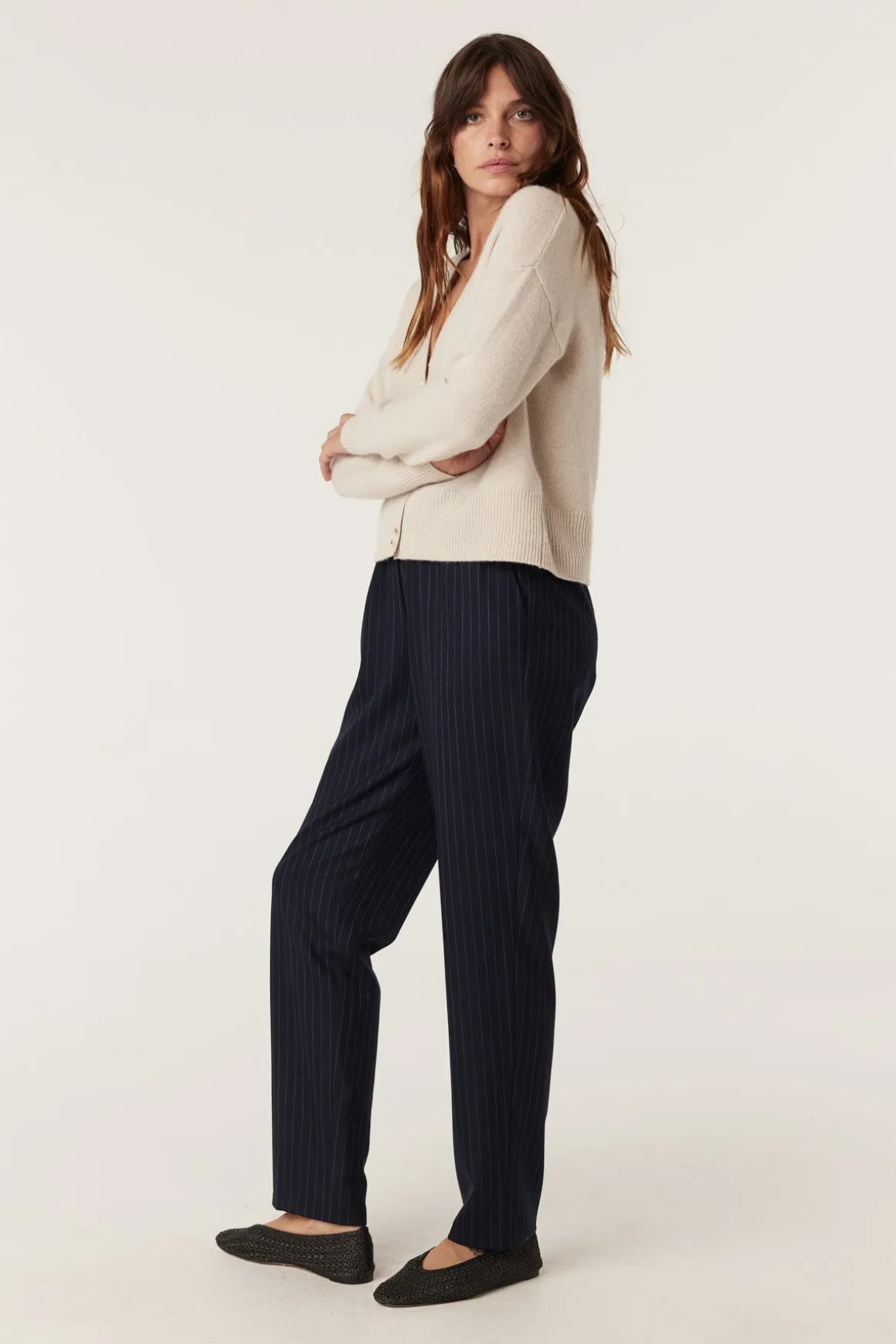 Vincent Wool Pant - Navy Pinstripe