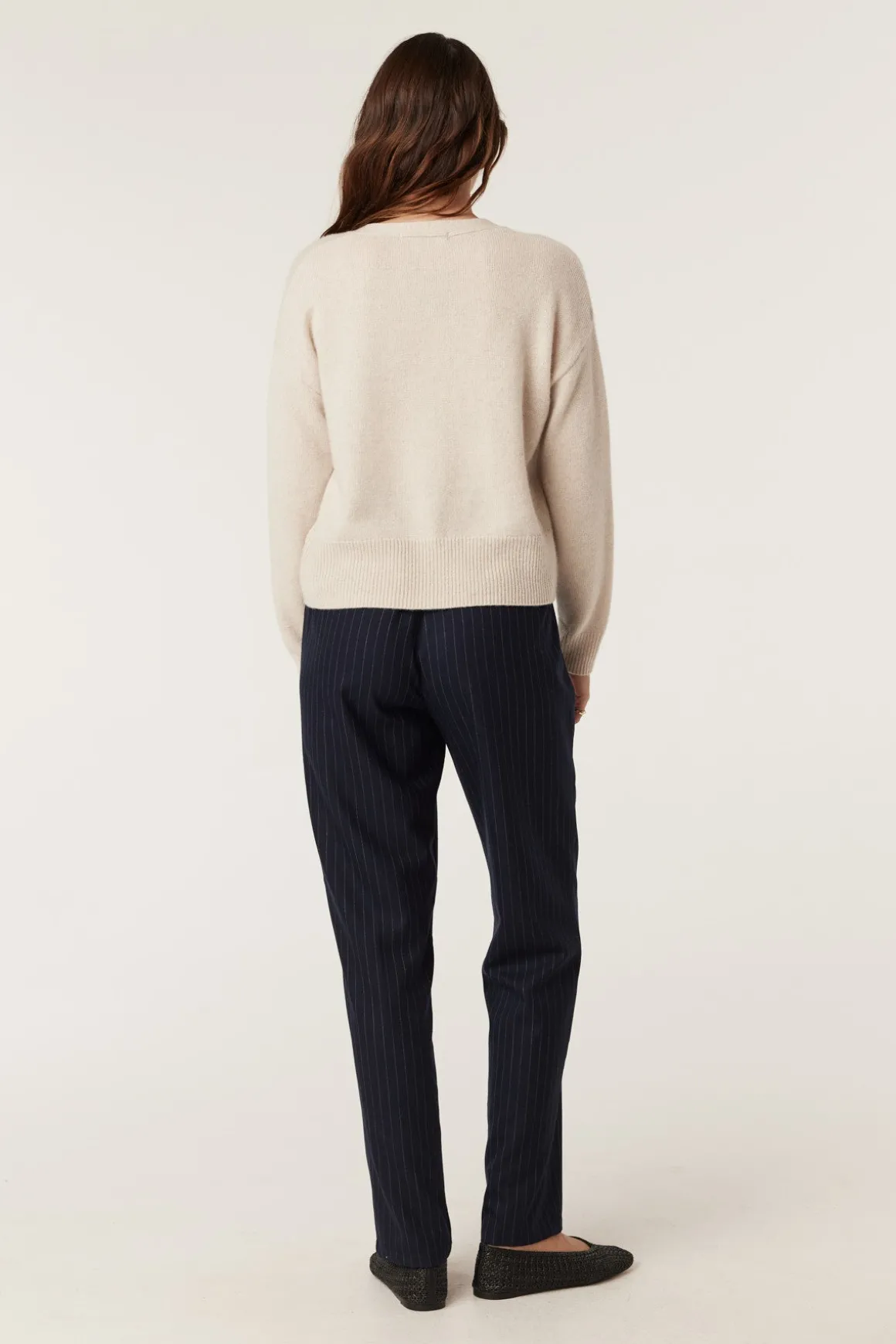 Vincent Wool Pant - Navy Pinstripe