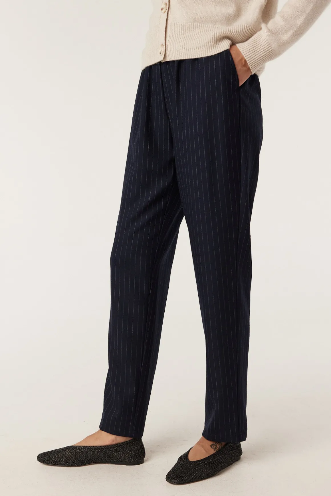 Vincent Wool Pant - Navy Pinstripe